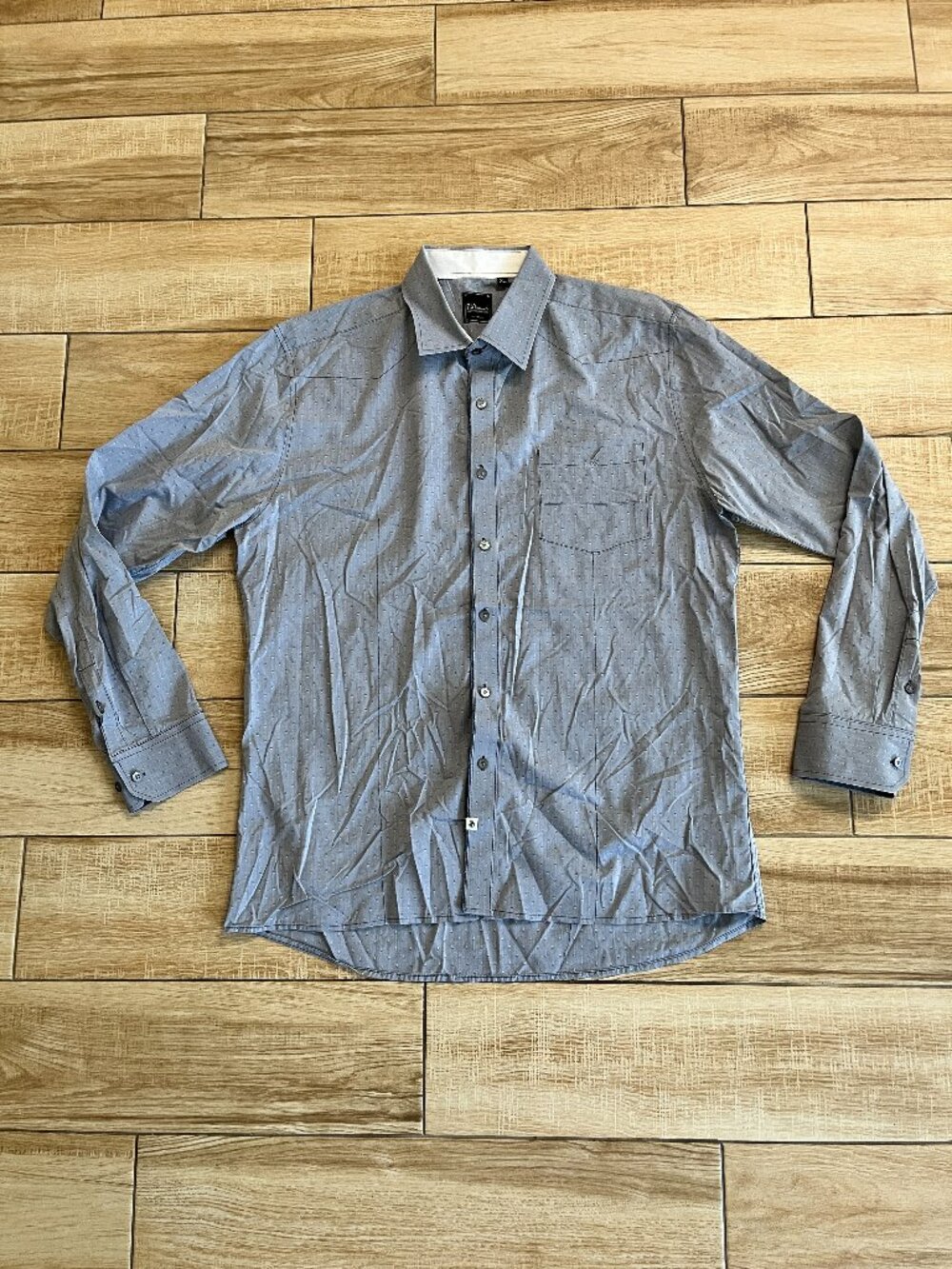Mens 7 Diamonds Blue Button Up Shirt - XL